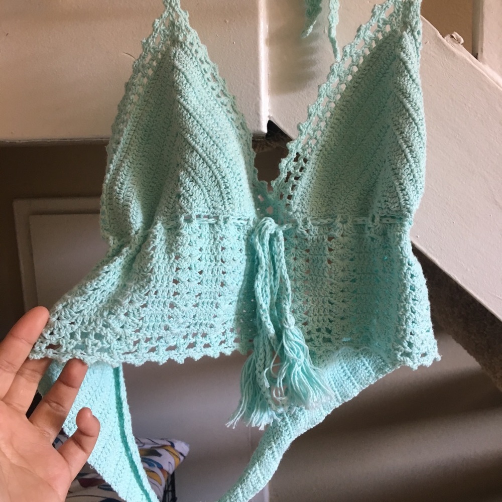 KENDALL&KYLIE CROCHET BRALETTE MINT GREEN